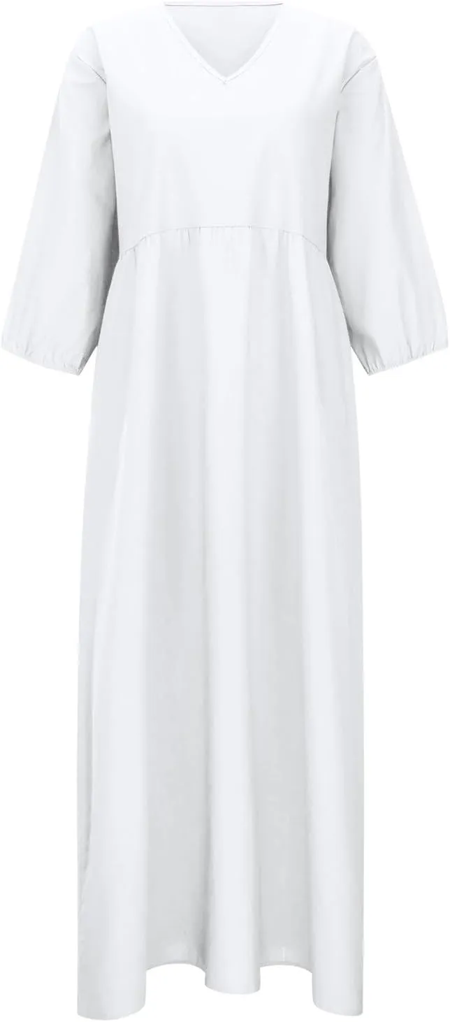 PTOLOCIF Womens Summer Casual Half Sleeve V Neck Midi Dresses Plus Size Dress a Line Flowy Tiered 2025 Boho Beach Dress