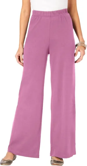 Roaman's Women's Plus Size Wide Leg Soft Knit Pant