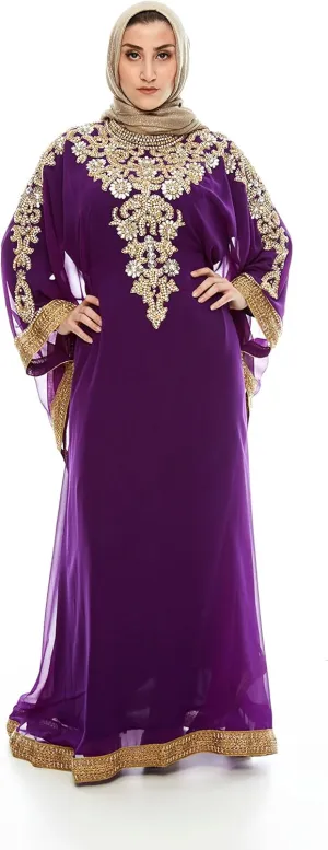 Royal Bliss Kaftan for Women - Long Sleeve Maxi Dress, Formal Gown Evening Dress