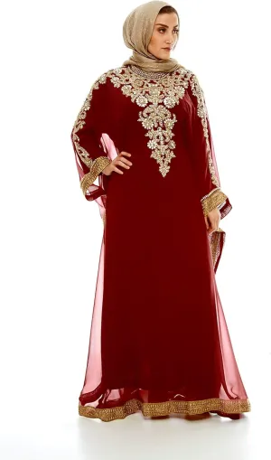 Royal Bliss Kaftan for Women - Long Sleeve Maxi Dress, Formal Gown Evening Dress
