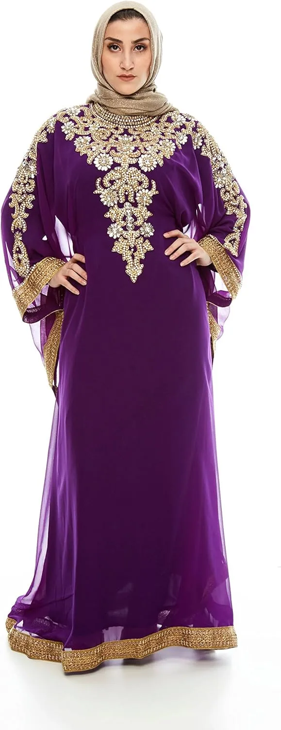 Royal Bliss Kaftan for Women - Long Sleeve Maxi Dress, Formal Gown Evening Dress
