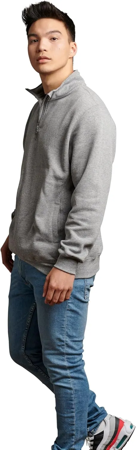 Russell Athletic Men's Dri Power Fleece Quarter Zip, Moisture Wicking, Cotton Blend, Relaxed Fit, Sizes S-4x