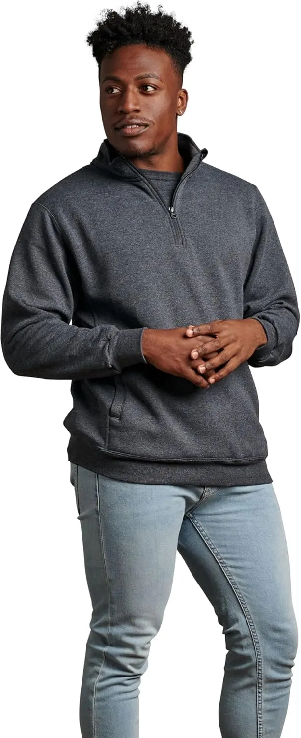 Russell Athletic Men's Dri Power Fleece Quarter Zip, Moisture Wicking, Cotton Blend, Relaxed Fit, Sizes S-4x