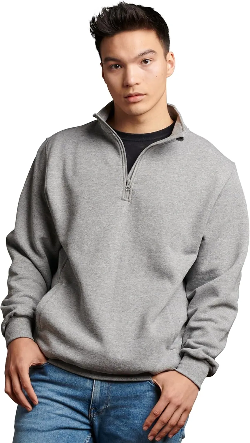 Russell Athletic Men's Dri Power Fleece Quarter Zip, Moisture Wicking, Cotton Blend, Relaxed Fit, Sizes S-4x