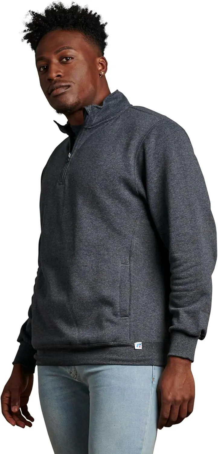 Russell Athletic Men's Dri Power Fleece Quarter Zip, Moisture Wicking, Cotton Blend, Relaxed Fit, Sizes S-4x
