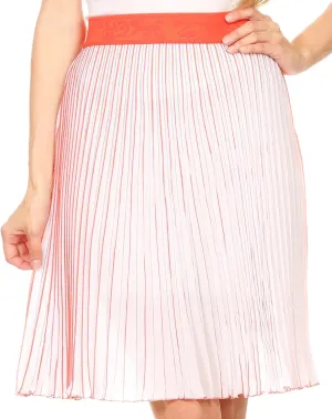 Sakkas Amira Accordion Pleated Midi Crepe Slim Skirt with Elastic Waist