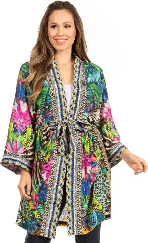 Sakkas Janis Women's Lightweight Open-Front Amazing Print Cardigan with Pockets