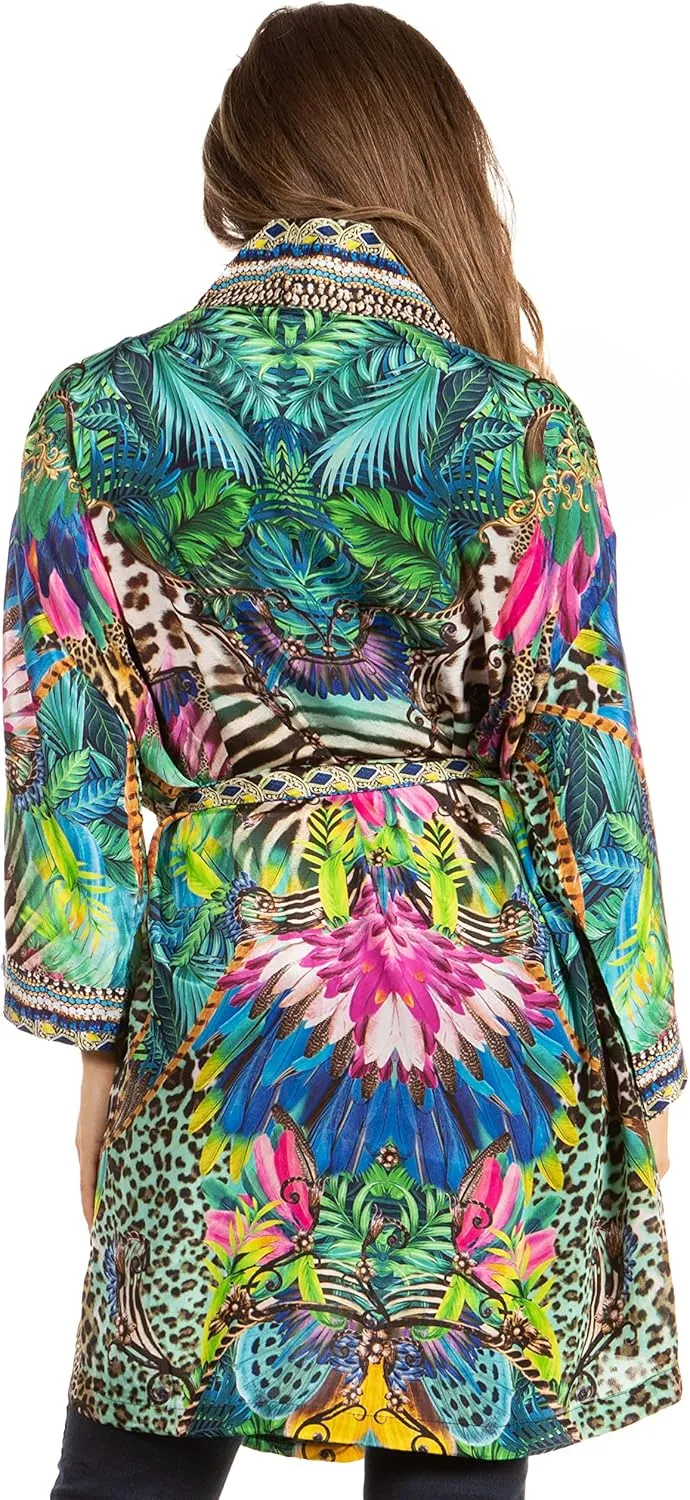 Sakkas Janis Women's Lightweight Open-Front Amazing Print Cardigan with Pockets