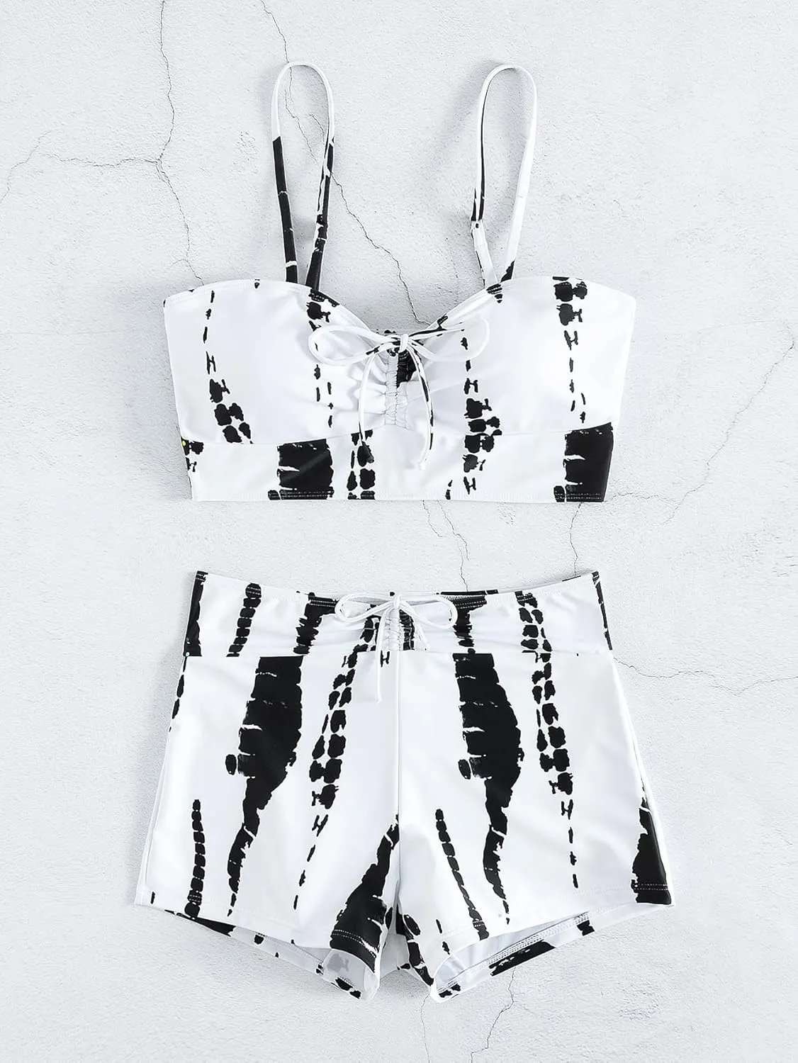 SHENHE Women's Tie Dye Tankini Swimsuits High Waisted Tummy Control Bikini Sets