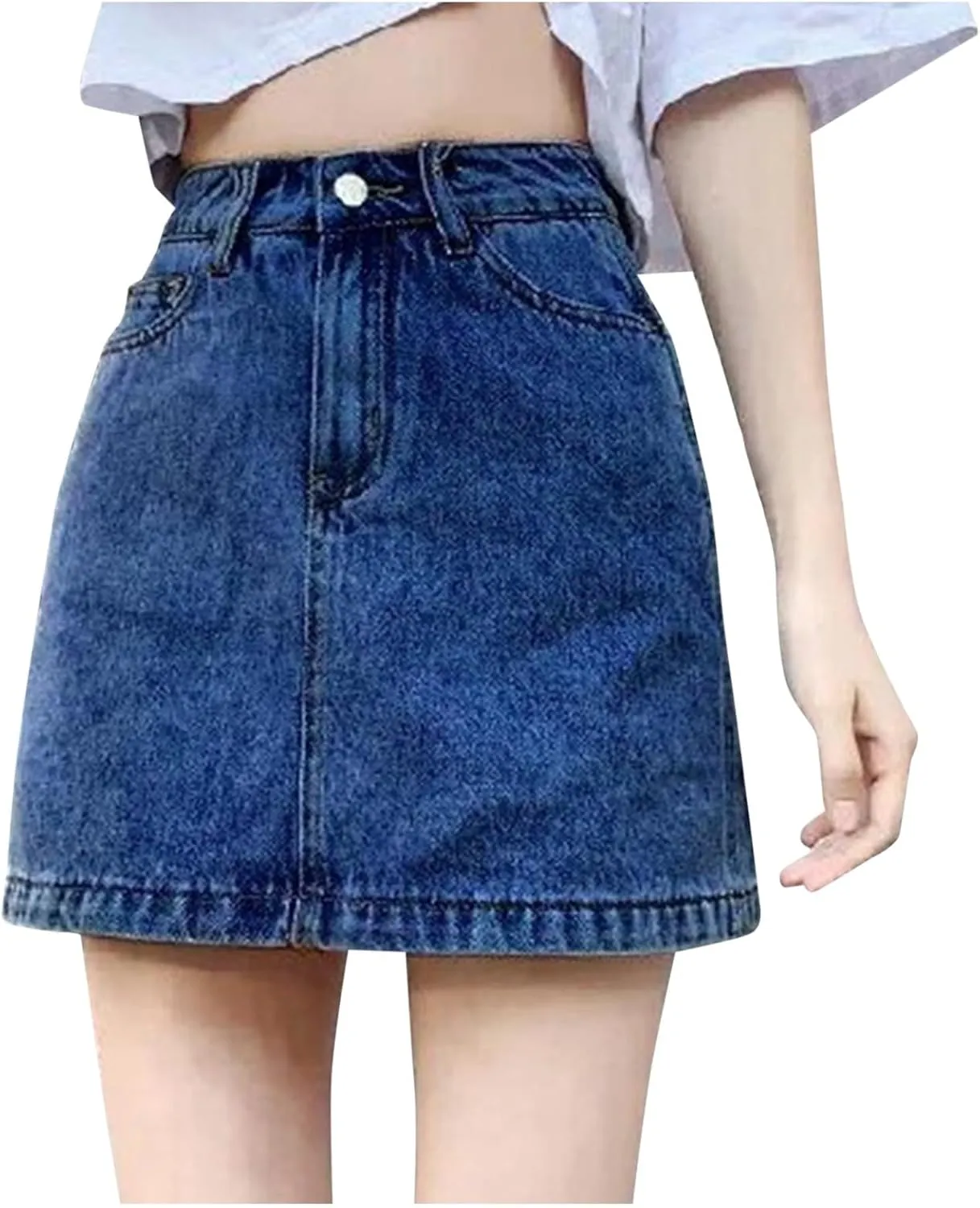 Skirts for Women Denim Mini Cargo Skirt Mid Rise Soft Button Up Bodycon Y2K Trendy Casual Jean Skirt Shorts Slim Fit