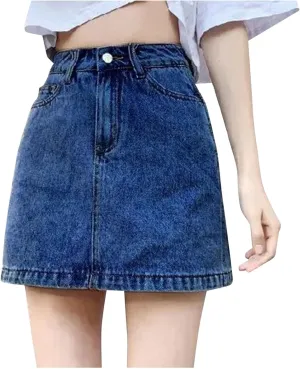 Skirts for Women Denim Mini Cargo Skirt Mid Rise Soft Button Up Bodycon Y2K Trendy Casual Jean Skirt Shorts Slim Fit