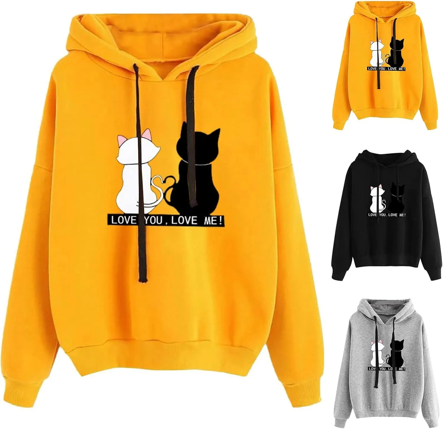 SMIDOW Women's Casual Hooded Sweatshirts 2023 Fall Fashion Clothes Fleece Fall Teen Girl Y2K Hoodies Pullover Tops