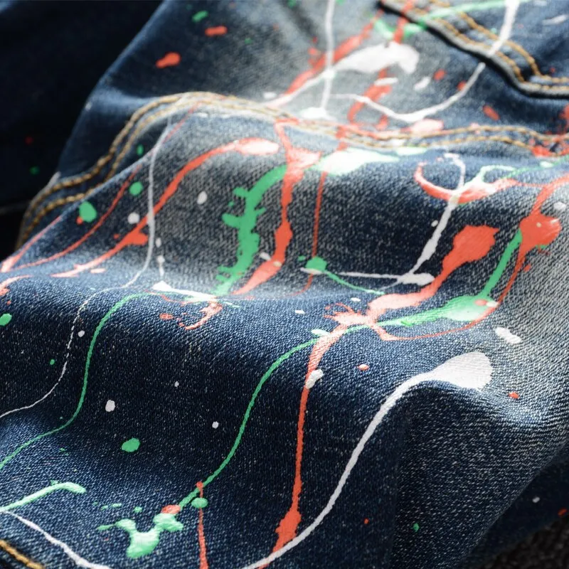 Spliced Colorful Denim Men Jeans