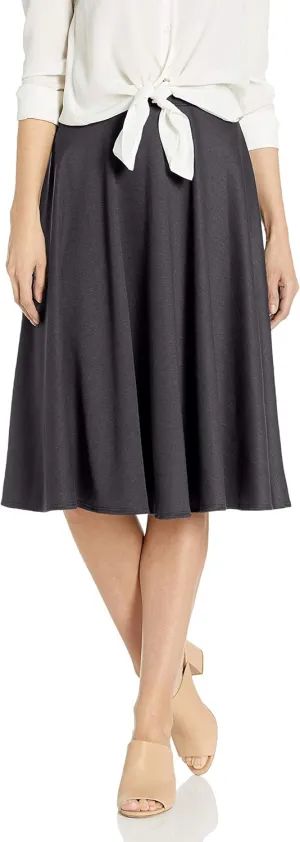 Star Vixen Women's Midi Full Skater Skirt, Charcoal, Large
