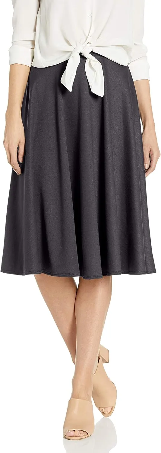 Star Vixen Women's Midi Full Skater Skirt, Charcoal, Large