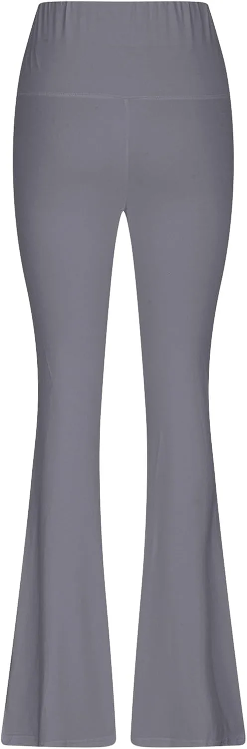 Stretch High Waist Leggings for Women Regular Fitted Solid Flared Pants Active Workout Yoga Pants Seamless Trousers