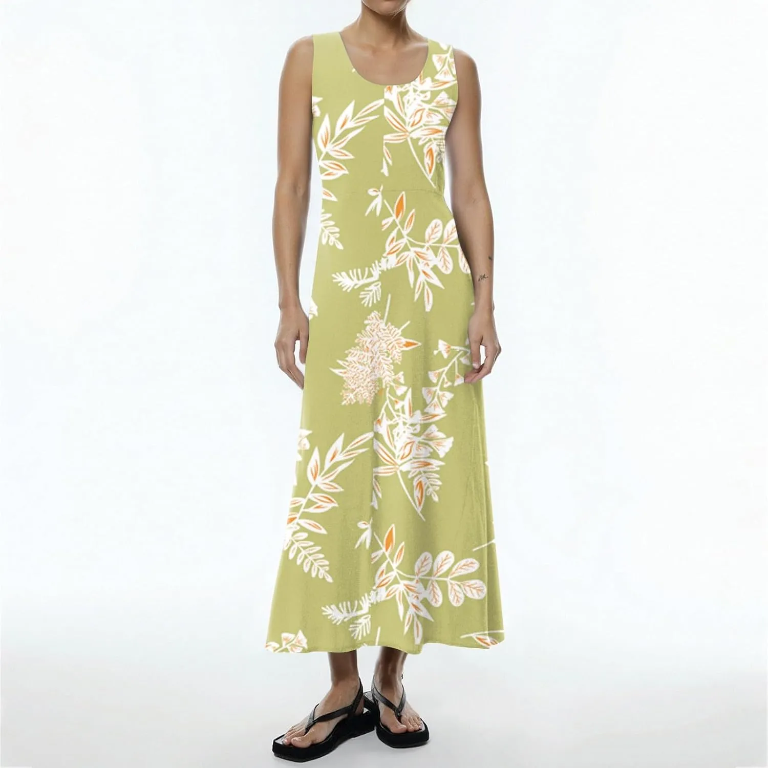 Summer Dresses for Women 2025 Linen Plus Size Tank Sundresses Beach Vacation Sleeveless Floral Dress with Pockets