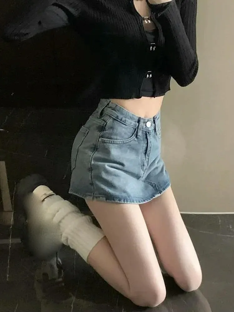 Summer High-Waisted Vintage Women's Denim Short Skirt Slim Street A-Line Mini Jeans Skirt