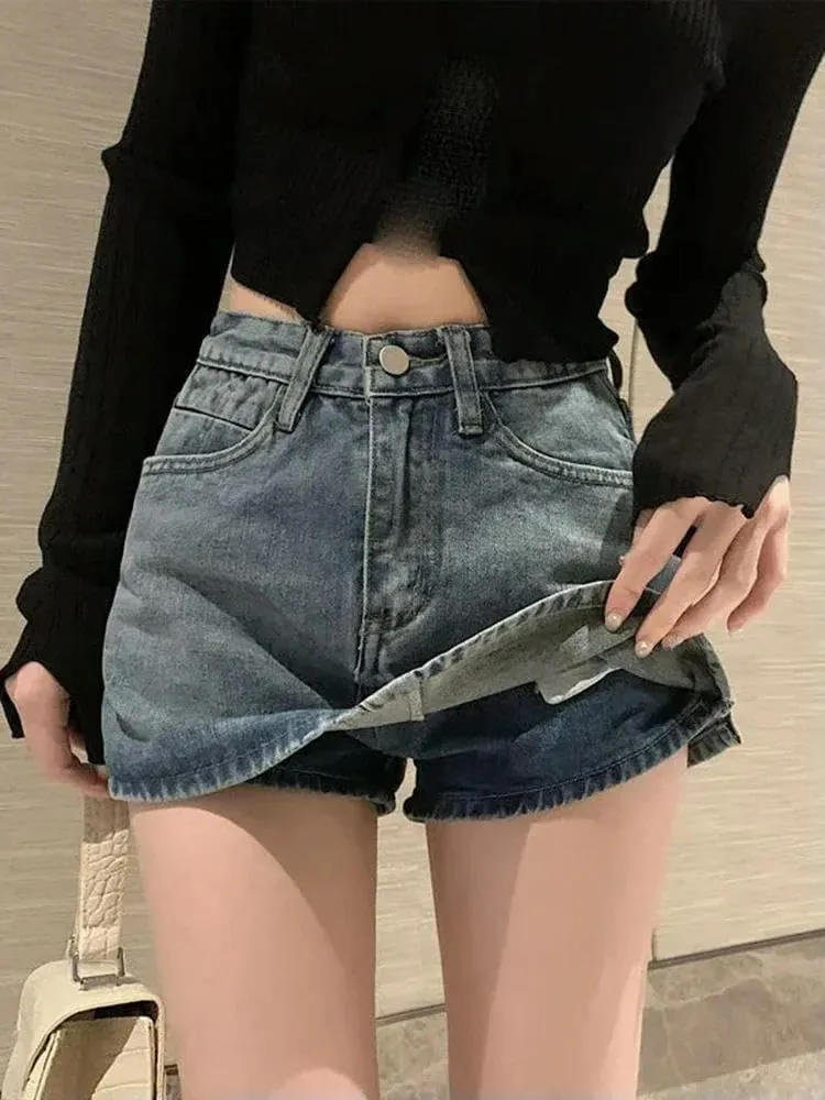 Summer High-Waisted Vintage Women's Denim Short Skirt Slim Street A-Line Mini Jeans Skirt
