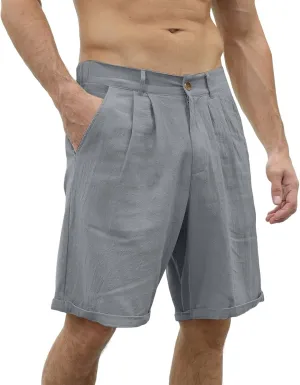 SUWBMHWE Mens Dress Shorts Casual Summer Pleated Front Work Golf Chino Shorts Button Waist Lightweight Beach Vacation Outfits