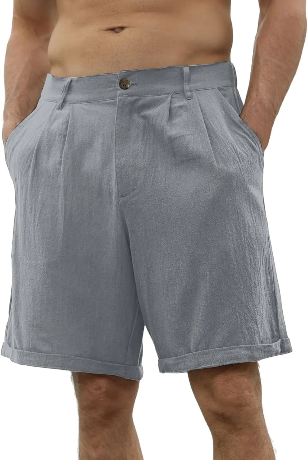 SUWBMHWE Mens Dress Shorts Casual Summer Pleated Front Work Golf Chino Shorts Button Waist Lightweight Beach Vacation Outfits