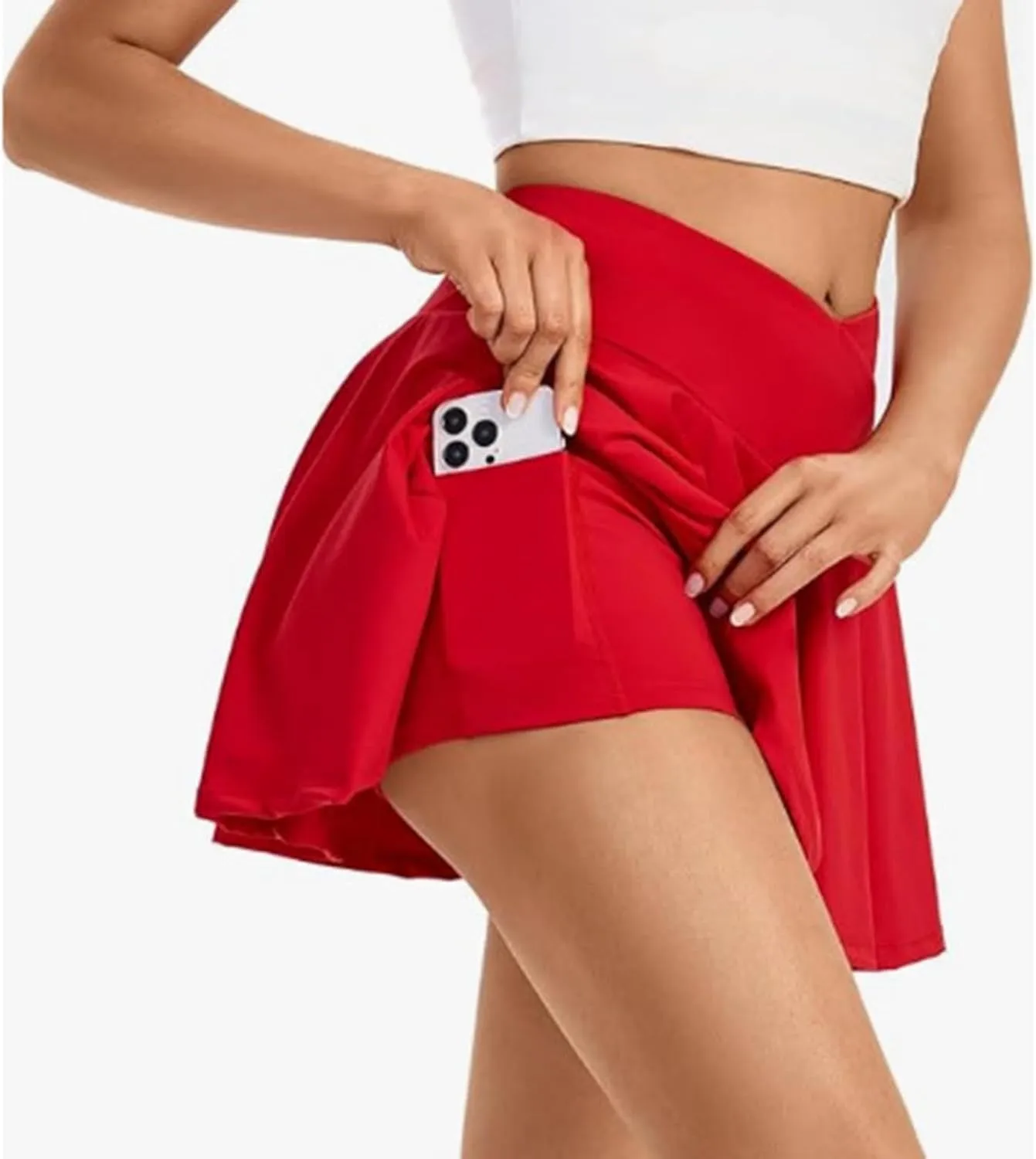 Tennis Skirts for Women Tennis Skirt with Pockets Shorts Crossover High Waisted Athletic Skorts Golf Running Workout