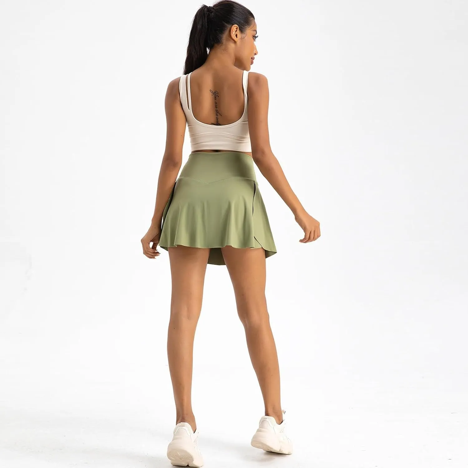 Tennis Skirts for Women with Shorts Cross Elastic High Waisted Tummy Control Golf Skirt Workout Skorts with Pockets