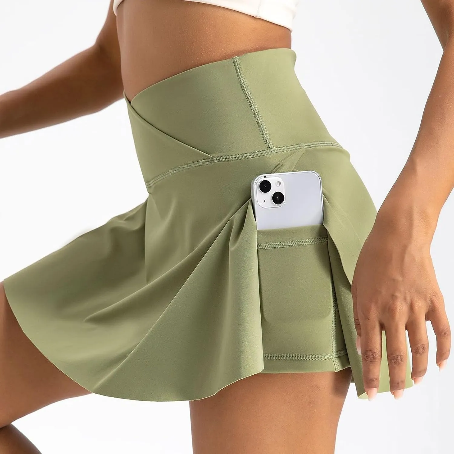 Tennis Skirts for Women with Shorts Cross Elastic High Waisted Tummy Control Golf Skirt Workout Skorts with Pockets
