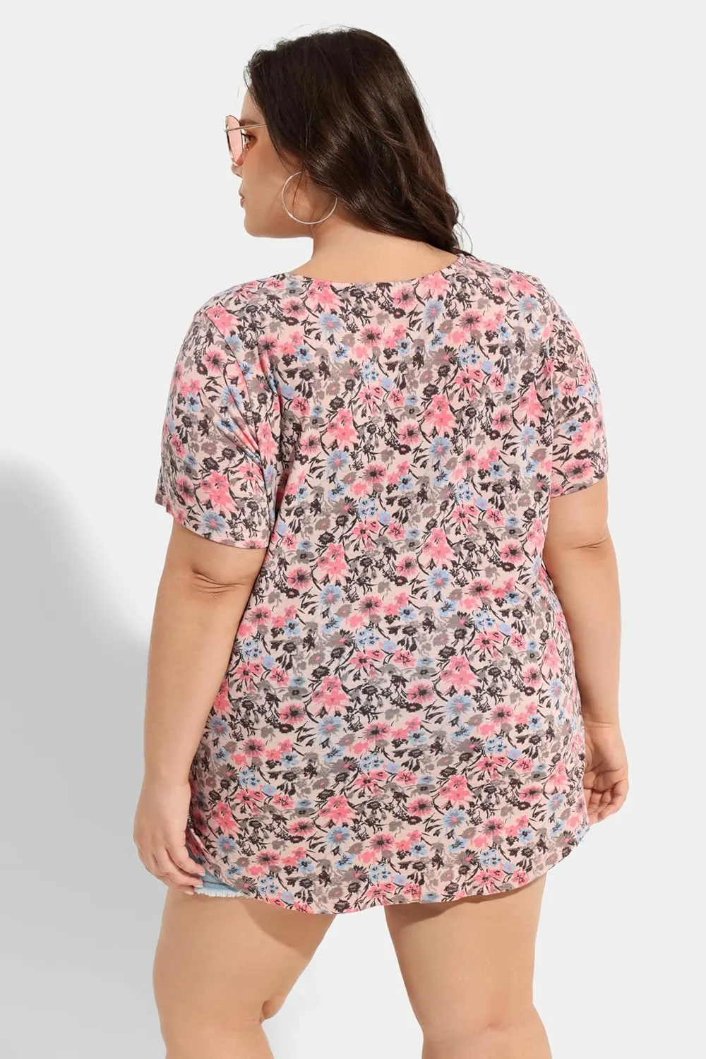 TIYOMI Plus Size Short Sleeve Tops for Women Buttons Up Shirts Summer Dressy Blouses Swing Tunics XL-5XL