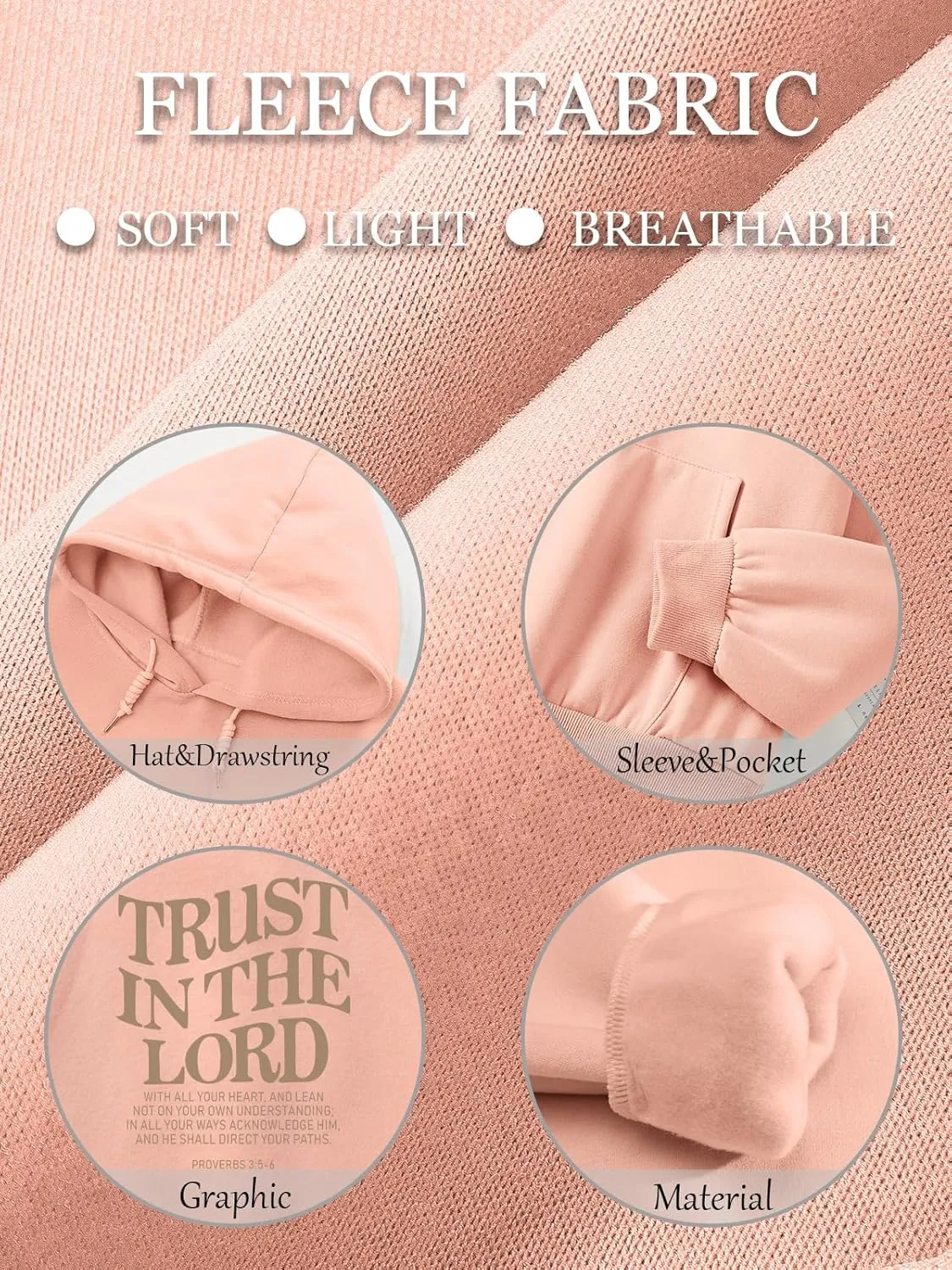 Tuislay Trust In The Lord Graphic Hoodies Christian Faith Sweatshirts For Women Bible Verse Religious Hoodie Pullover Tops