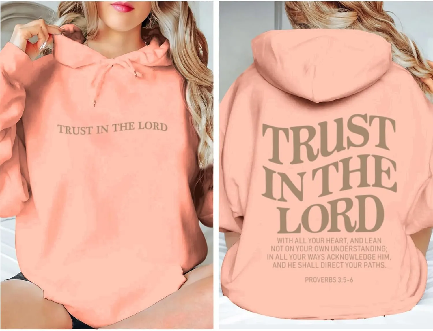 Tuislay Trust In The Lord Graphic Hoodies Christian Faith Sweatshirts For Women Bible Verse Religious Hoodie Pullover Tops