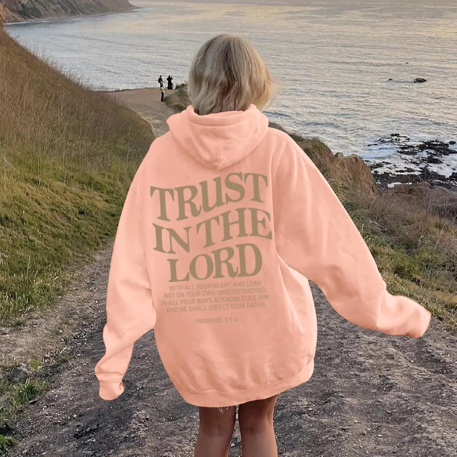 Tuislay Trust In The Lord Graphic Hoodies Christian Faith Sweatshirts For Women Bible Verse Religious Hoodie Pullover Tops