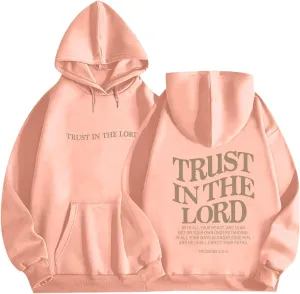 Tuislay Trust In The Lord Graphic Hoodies Christian Faith Sweatshirts For Women Bible Verse Religious Hoodie Pullover Tops