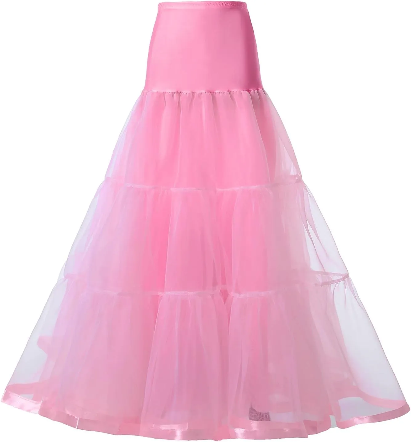Tulle Skirts for Women Double-Layered Tutu Elastic Waist Floral Print Mesh High Low Asymmetrical A-Line Midi Skirt
