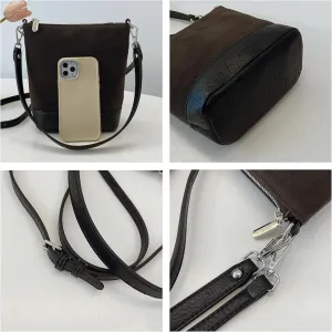 Vintage Frosted Casual Bucket Bag Large Capacity Purse Single Shoulder Bag Premium Sense Crossbody Bag