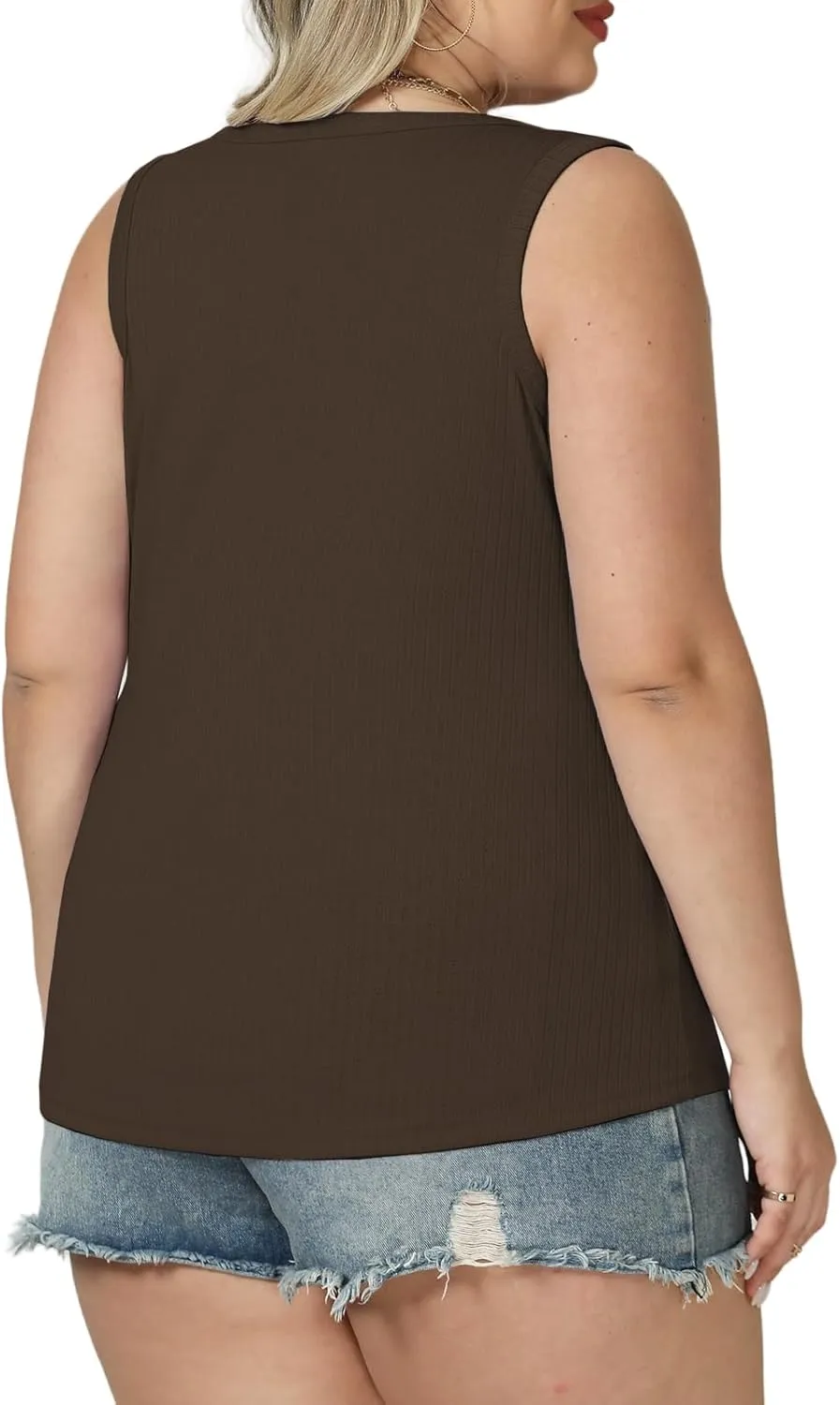 VISLILY Womens-Plus-Size-Tank-Tops 2025 Summer Crew Neck Sleeveless Shirts Casual Ribbed Racerback Blouses XL-5XL