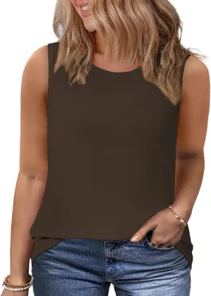VISLILY Womens-Plus-Size-Tank-Tops 2025 Summer Crew Neck Sleeveless Shirts Casual Ribbed Racerback Blouses XL-5XL