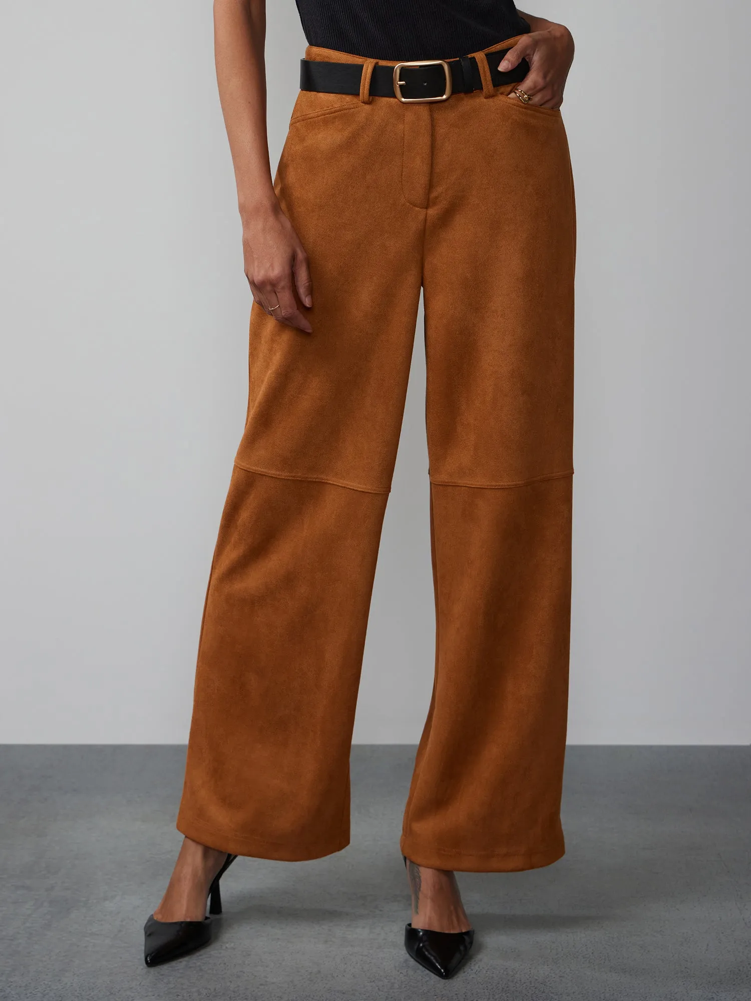 Wide Leg Faux Suede Pant