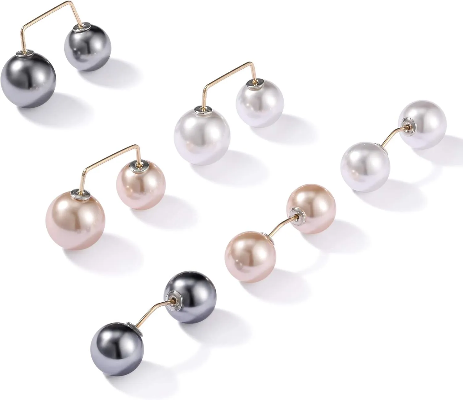 WILLBOND 6 Pcs Artificial Pearl Brooch Pins Anti-exposure Neckline Safety Pins Sweater Shawl Clips for Women Wedding Party Decorations, 2 Styles