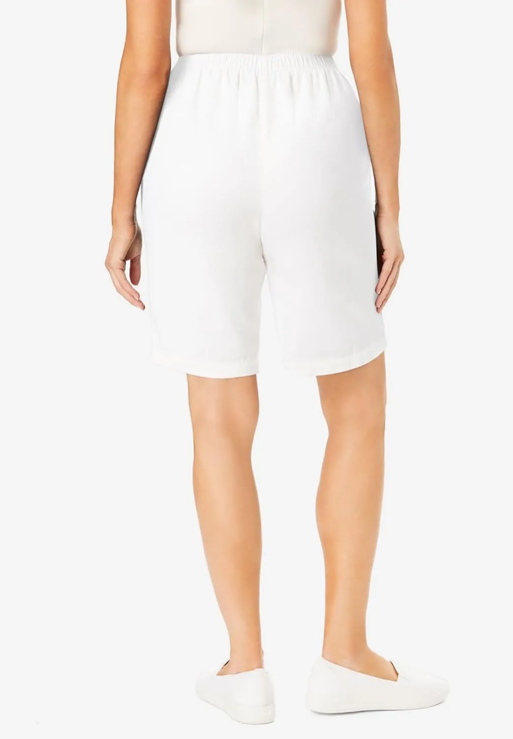 Woman Within Plus Size 7-Day Elastic-Waist Cotton Denim Short