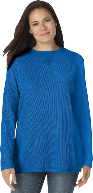 Woman Within Women's Plus Size Waffle Thermal Sweatshirt