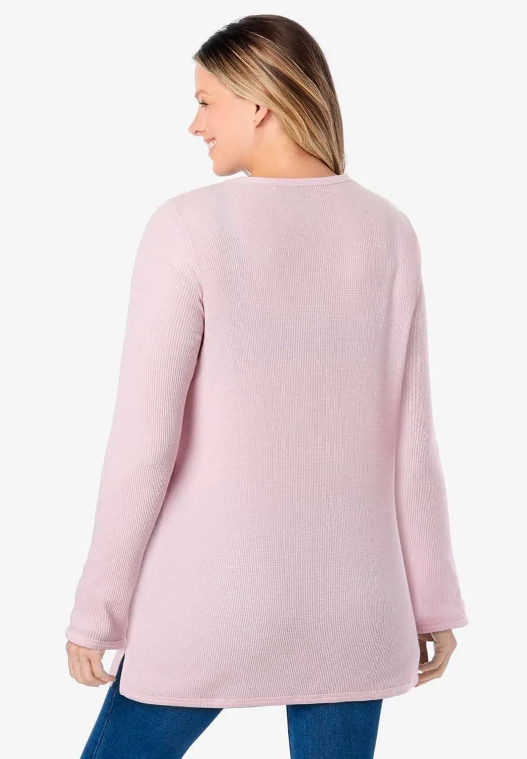 Woman Within Women's Plus Size Waffle Thermal Sweatshirt