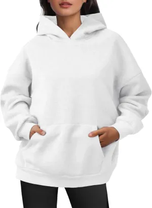 Women Hoodies Sweatshirts Trendy Oversized Hooded Sweater Solid Raglan Sleeve Pockets Pullover Loose Y2K Workout Tops