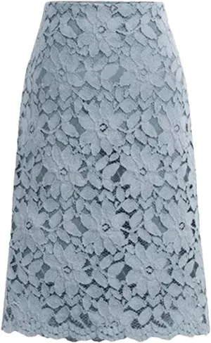 Women Lace Elegant Office Skirts Pencil Bandage Skirt Knee-Length High Waist