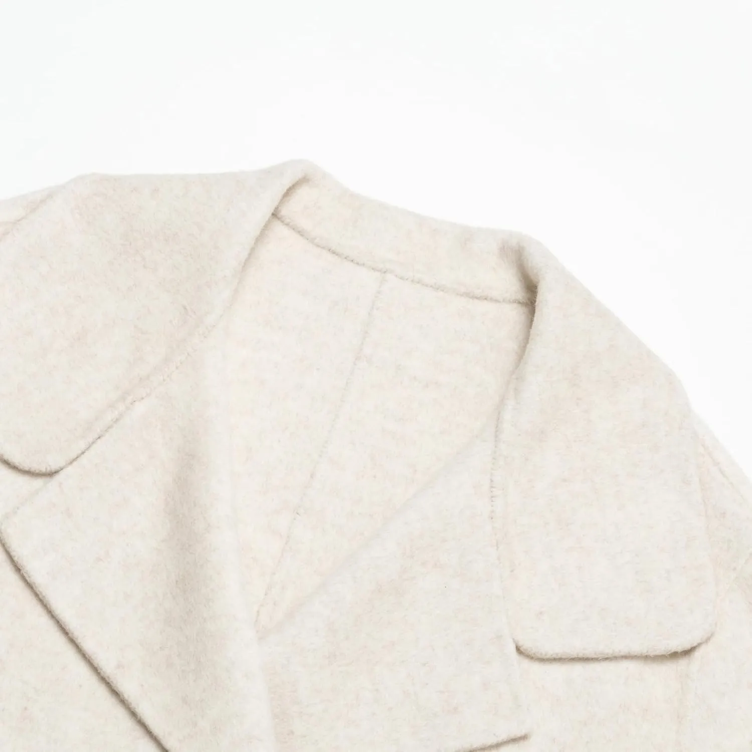 Women Merino Wool Wool Coats Notched Lapel Pea Coat Open Front Trench Overcoat Jackets with Belt