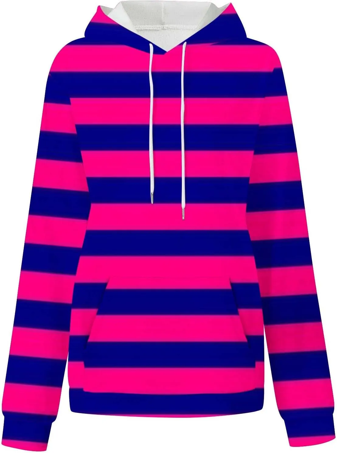 Women Oversized Stripe Sweatshirts Long Sleeve Drawstring Hoodies Trendy Fall Tops with Hood Fall Fashion Clothes