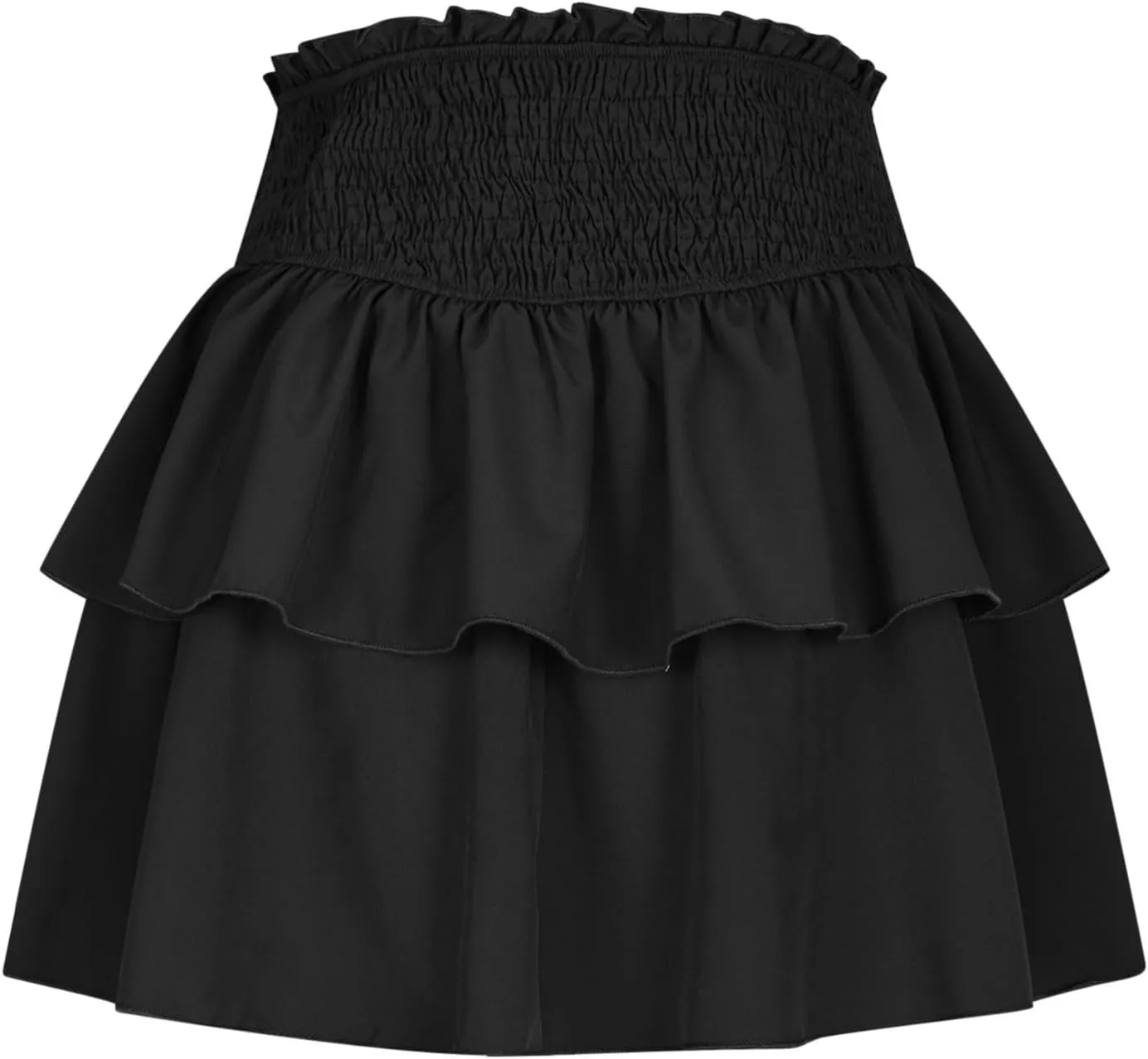 Women Summer Tiered Short Skirt with Shorts, Smocked High Waisted Ruffle Mini Skirts Teen Girls Cute Casual Skirts