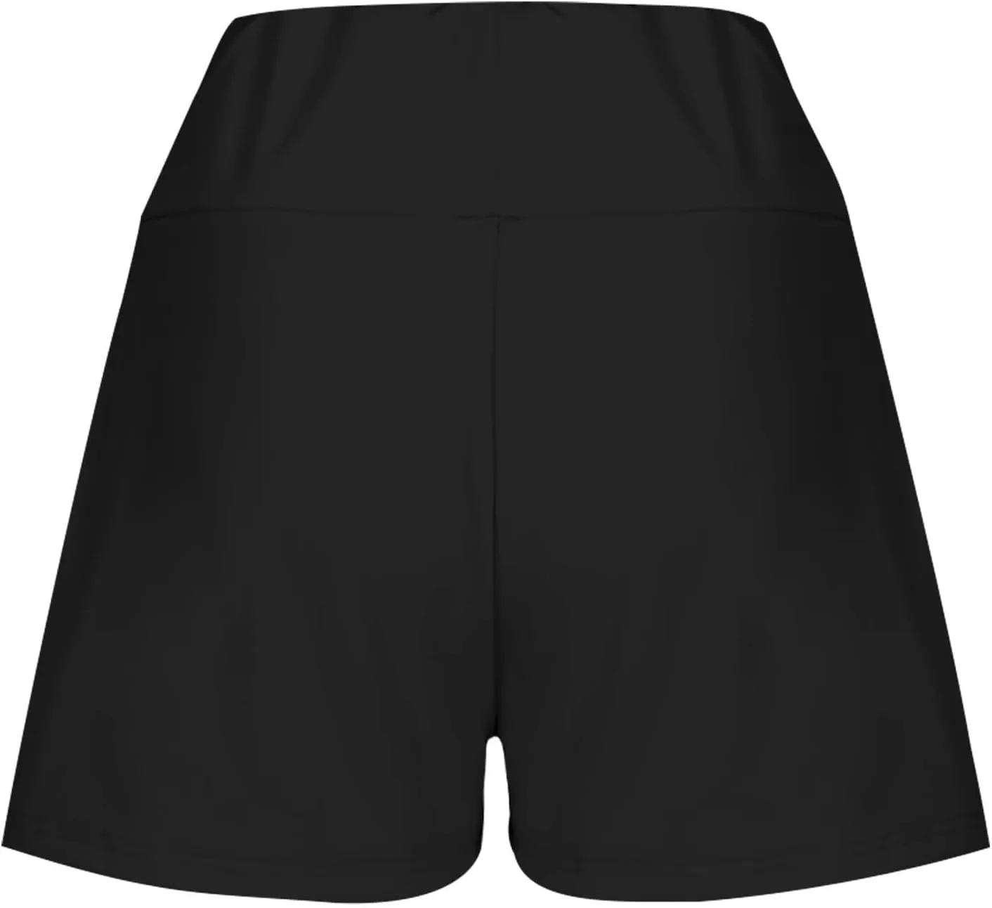 Women's 2 in 1 Lined Trendy Short Solid Color High Waisted Pant Loose Fit Stretch Trouser Elastic Comfy Shorts