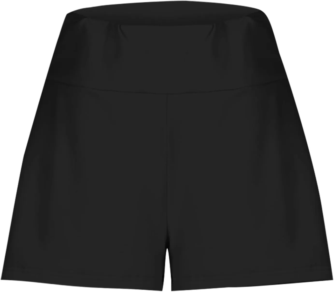 Women's 2 in 1 Lined Trendy Short Solid Color High Waisted Pant Loose Fit Stretch Trouser Elastic Comfy Shorts