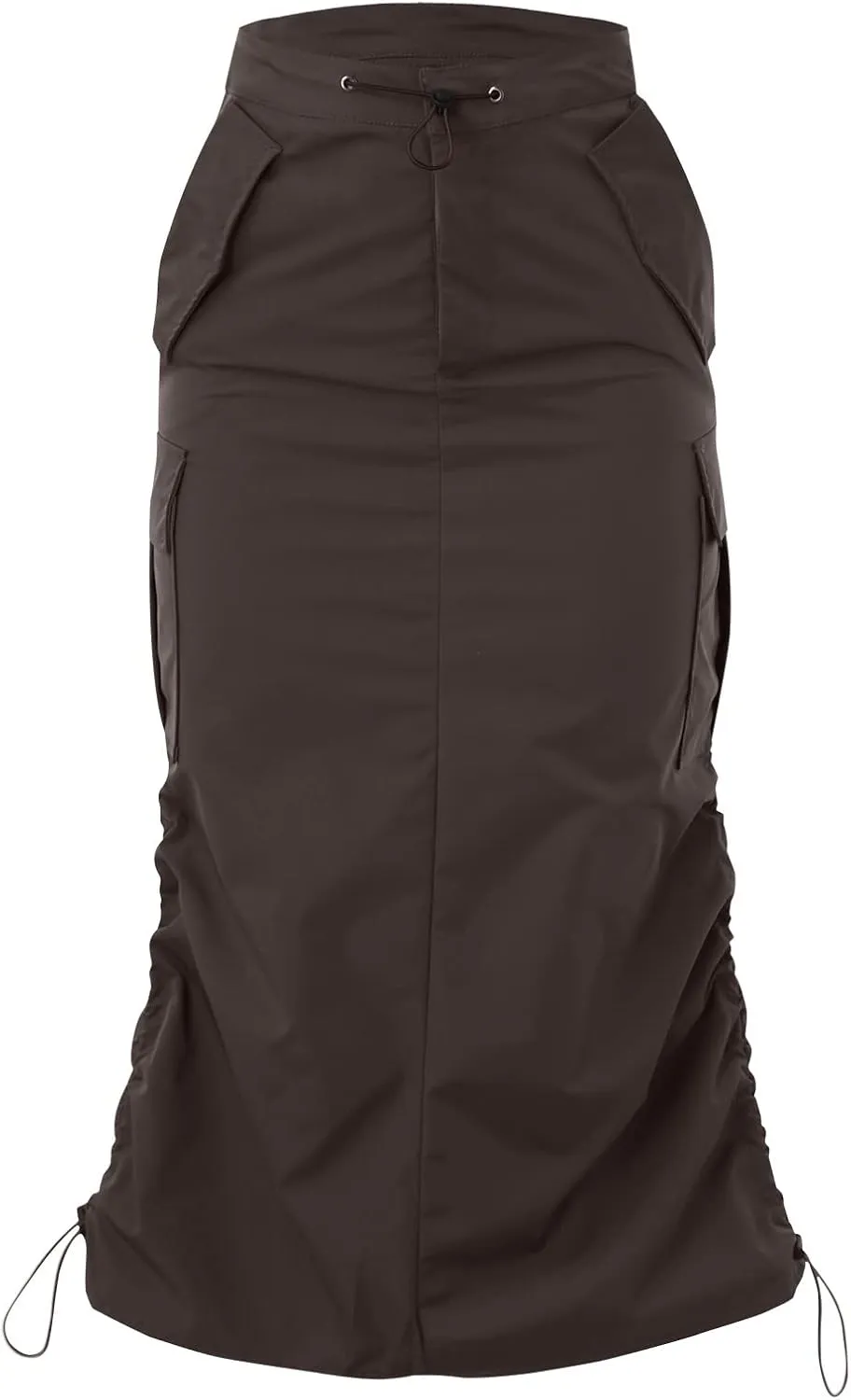 Women's Basic Pencil Skirts Women's Loose Casual Quick Drying Pleated Drawcord Work Suit Split Skirt Midi Skirt